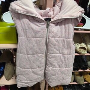 Sugar Rush Girls Pink Speckled Puffer Vest Hoodie Size L Hooded Sleeveless